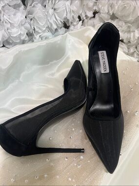 Steve Madden Black Pointed Mesh Stiletto Heels